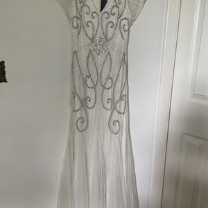 Adrianna Papell Sequin Gown White/Silver